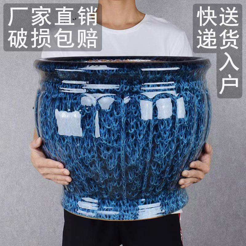 超大口径陶瓷落地花盆特大号带托盘家用客厅阳台发财树盆特价清仓