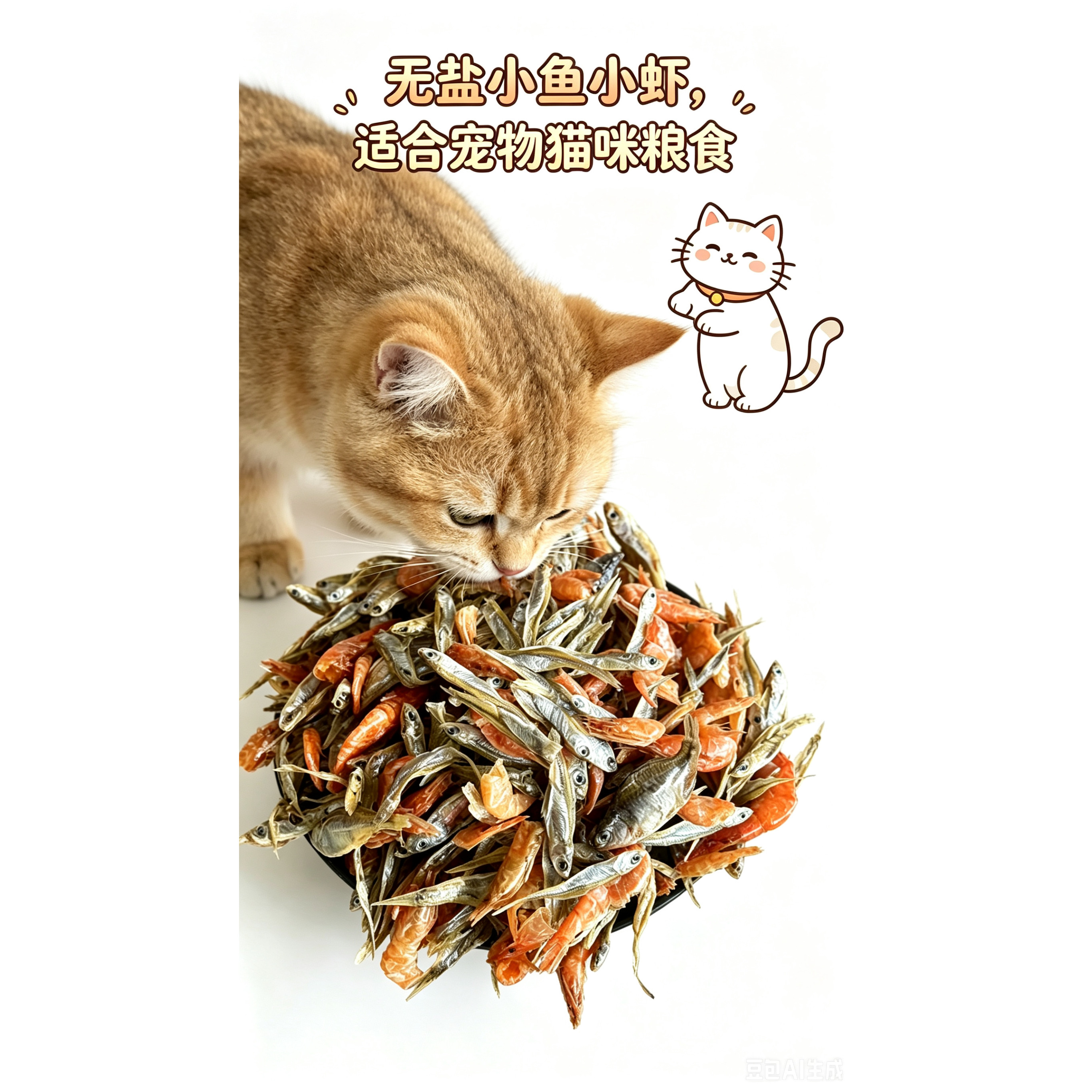 小鱼小虾猫咪零食宠物鱼干乌龟口粮无盐鱼干虾干农家自晒250g包邮