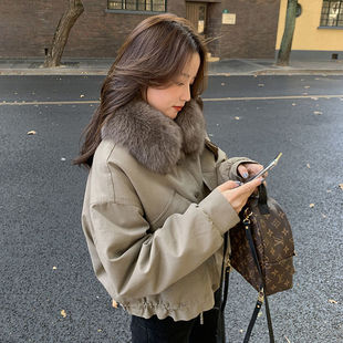 韩系加绒加厚派克服女2025年新款冬季宽松小个子短款棉衣棉服外套