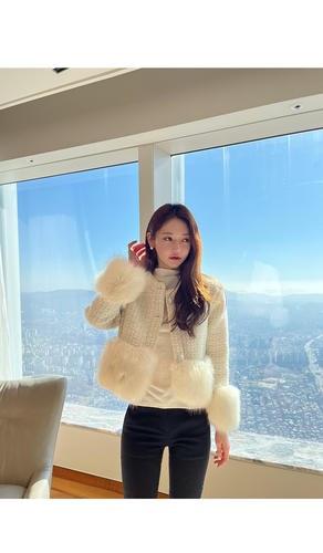 2024秋冬季新款女白色小香风环保狐狸毛皮草外套加厚毛毛短款毛绒