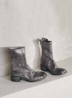 Le' Queen「升级版GUIDI靴」意大利水洗马皮后拉链鬼帝靴中筒粉色