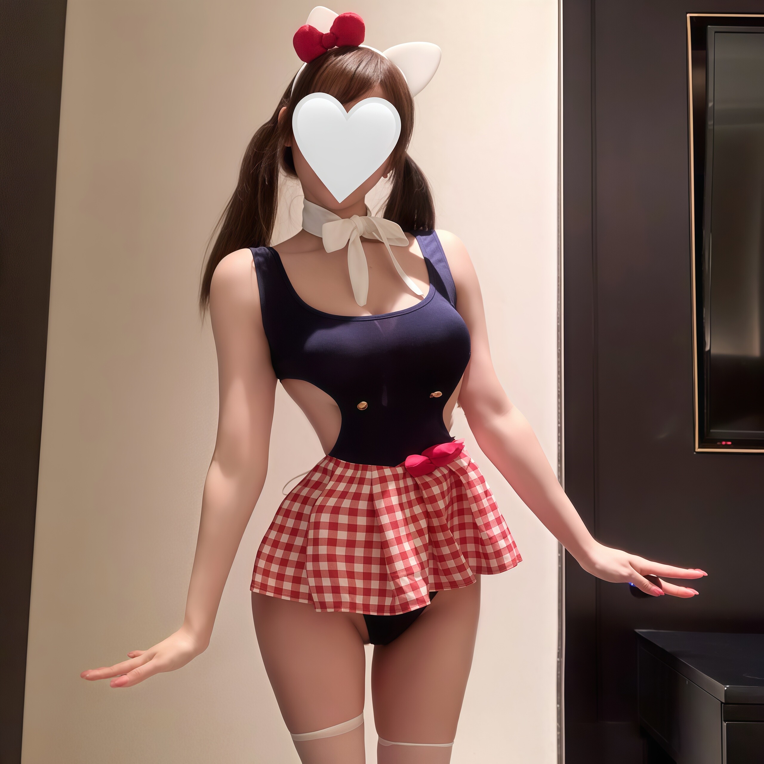 坏坏学妹性感COS深V聚拢连衣裙