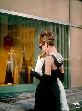 赫本风•轻奢新娘水钻吊坠仿珍珠项链盖茨比舞会同款多层珍珠颈链