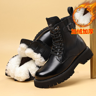 兽霸男鞋冬季新款羊毛加厚保暖棉鞋高帮厚底雪地靴马丁靴休闲男靴