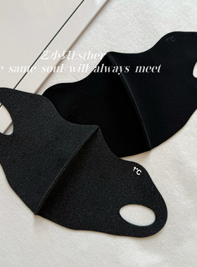 复古3d立体保暖口罩纯黑色透气加绒护眼角显瘦加厚防风寒高颜面罩