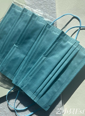 复古纯雾霾蓝色口罩深蓝色透气成人高级小众颜值显白新时尚平面罩