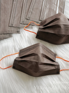 香港复古咖啡深棕色口罩橙色耳绳巧克力棕褐色成人透气高级感颜值