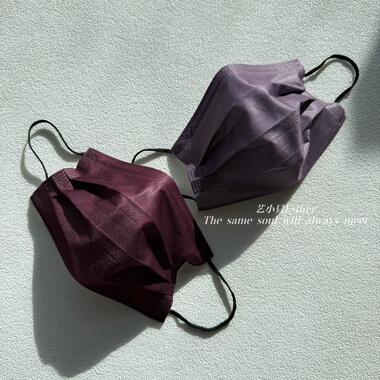 香港枣红暗夜紫色口罩黑绳深紫色澳门一次性透气显白高级颜值面罩