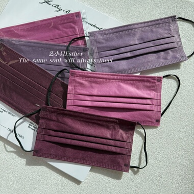 香港深紫红纯色口罩紫色系澳门一次性透气显白高级感颜值时尚面罩