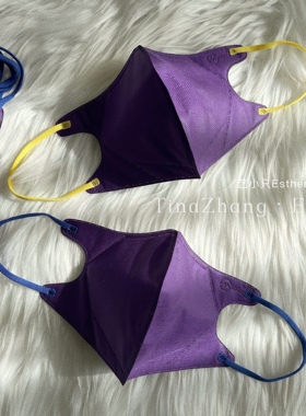 香港medeis纯深紫色3d口罩彩色耳绳成人三层透气高级颜值明星同款