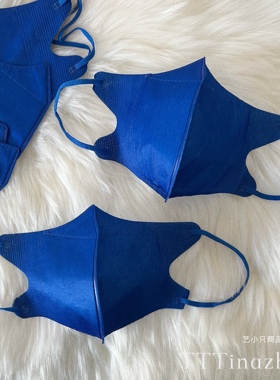 克莱因宝蓝色3d立体口罩深蓝纯色一次性透气成人两层薄款高级颜值