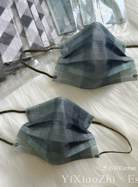 香港复古印花格子口罩澳门情侣一次性三层透气独立包装高级感颜值