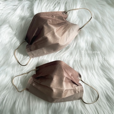 纯深卡其色渐变口罩深棕咖啡褐色成人独立包装三层透气高级感颜值