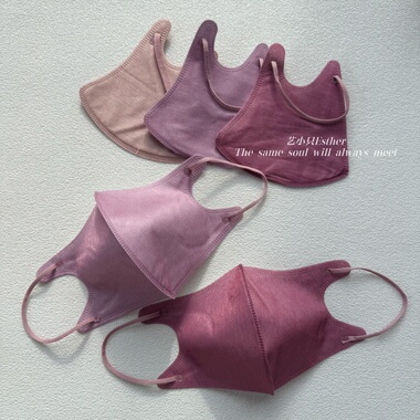 纯玫瑰粉紫色3d立体口罩粉紫彩色透气独立高级颜值显白脸小时尚款