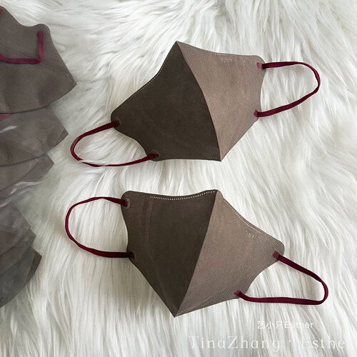 复古纯咖松露深棕褐色3d口罩大地姜棕色美拉德高级感颜值成人透气