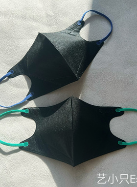 香港medeis纯黑色彩绳3d立体口罩黑色轻薄透气成人高级颜值显白瘦