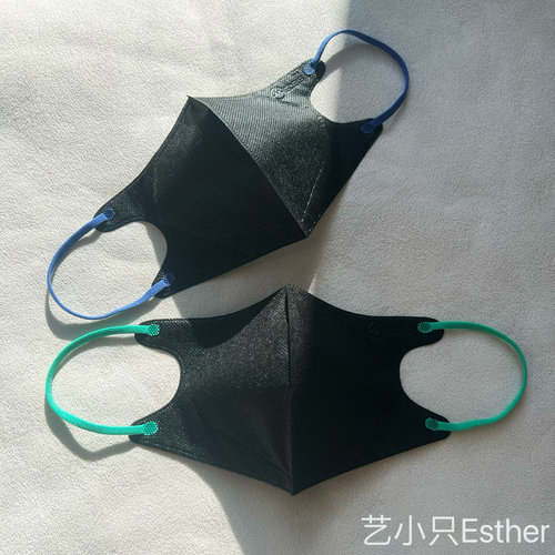 香港medeis纯黑色彩绳3d立体口罩黑色轻薄透气成人高级颜值显白瘦