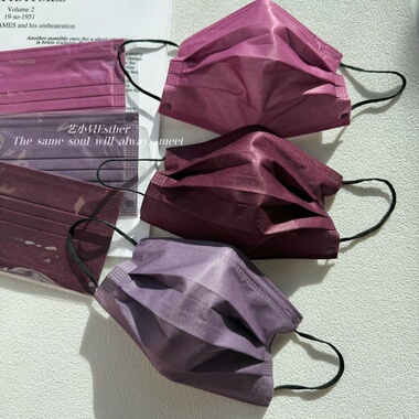 香港复古纯紫色系口罩深紫色黑绳澳门一次性透气显白高级颜值面罩