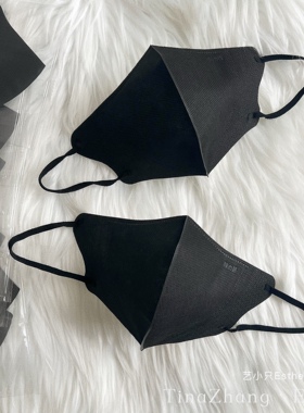 纯黑色3d立体口罩黑色耳绳舒适透气美拉德成人独立包装高级感颜值