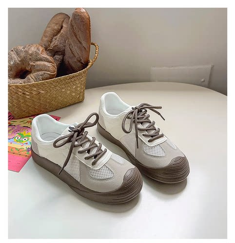 德训鞋百搭复古小白鞋女网面