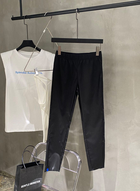 脚口贴标纸皮裤女夏爆款新款松紧高腰显瘦速干超薄面膜九分打底裤