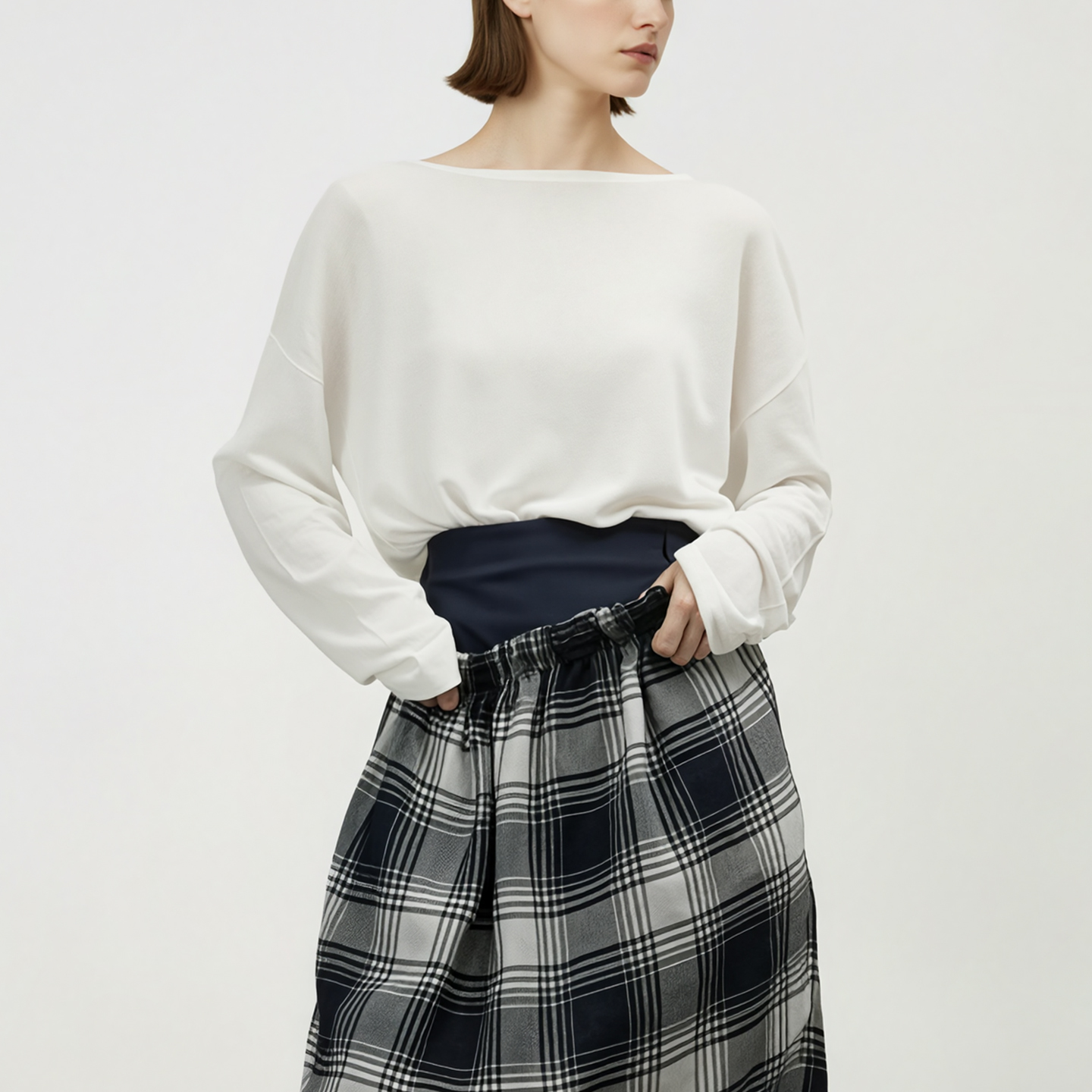 松弛慵懒感天丝一字领