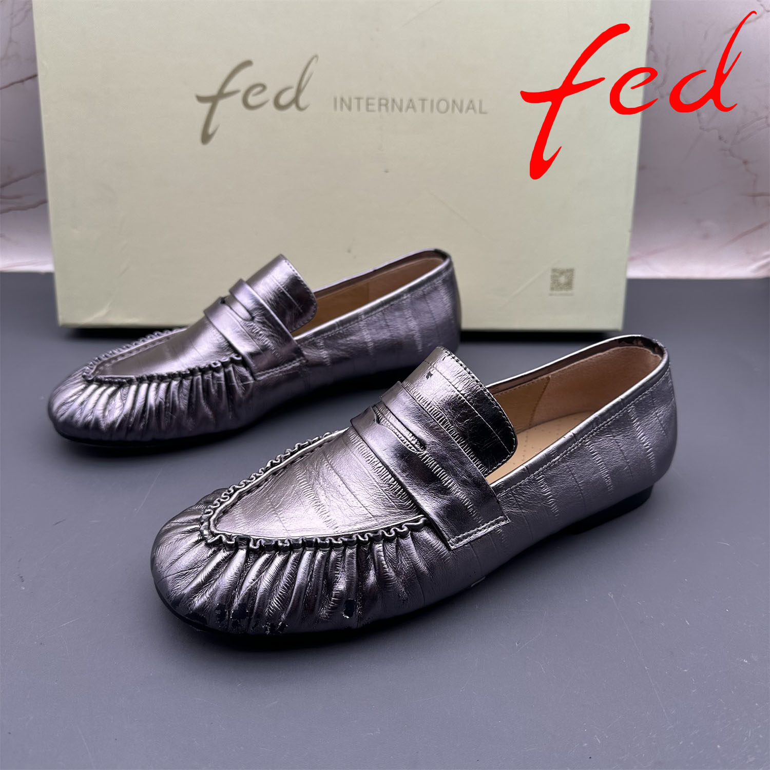 37码fed/艾芙伊迪撤柜断码牛皮女鞋平跟防滑轻便时尚中口乐福鞋,女鞋,乐福鞋（豆豆鞋）,淘宝优惠券,粉丝福利购,淘宝优惠卷