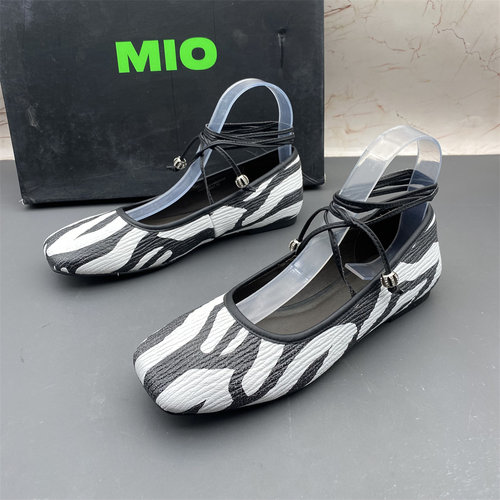 MIO米奥牛皮羊皮真皮断码撤柜处理女鞋方头浅口绑带平底防滑单鞋