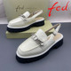 fed 艾芙伊迪撤柜牛皮处理女鞋 平跟防滑包头扣带后空时尚 正品 凉鞋