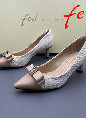 36码fed/艾芙伊迪撤柜断码处理女鞋高跟细跟浅口尖头优雅气质单鞋