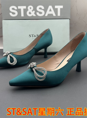 36码ST&SAT星期六撤柜断码处理女鞋水钻浅口尖头细跟高跟优雅单鞋