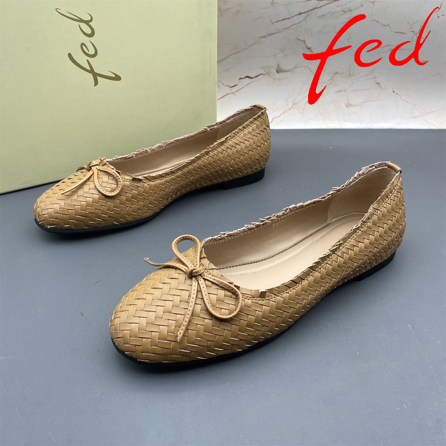 39码fed/艾芙伊迪撤柜断码女鞋内里羊皮平底防滑圆头浅口编织单鞋,女鞋,浅口单鞋,淘宝优惠券,粉丝福利购,淘宝优惠卷