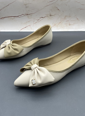 尖头浅口法式小香风女鞋新款尖头浅口平底防滑优雅柔软仙女风单鞋