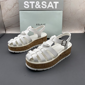 ST&SAT星期六撤柜断码 凉鞋 处理女鞋 平底防滑包头扣带后空休闲时尚