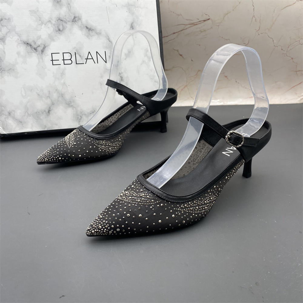 EBLAN/伊伴撤柜断码处理女鞋尖头包头水钻细跟高跟时尚气质凉拖鞋