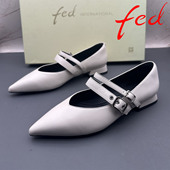fed 艾芙伊迪撤柜断码 羊皮女鞋 40码 浅口尖头防滑平跟气质玛丽珍鞋