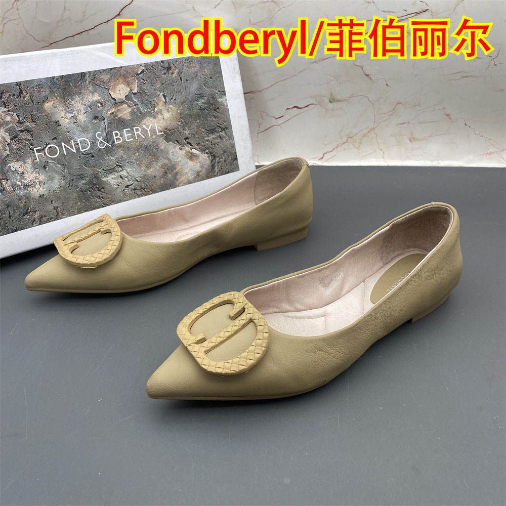 Fondberyl/菲伯丽尔撤柜断码羊皮女鞋 平底防滑尖头水钻浅口单鞋