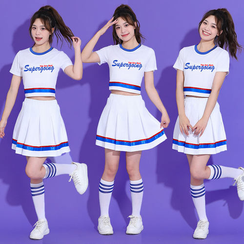 成人啦啦队爵士舞台表演打歌服新款演出服夏学生运动会健美操班服