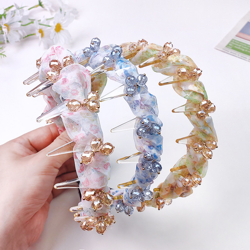 精致碎花水钻带齿防滑发箍