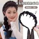 丝巾绑发一体高级感气质百搭编发头饰发饰 波点飘带发箍女2025新款