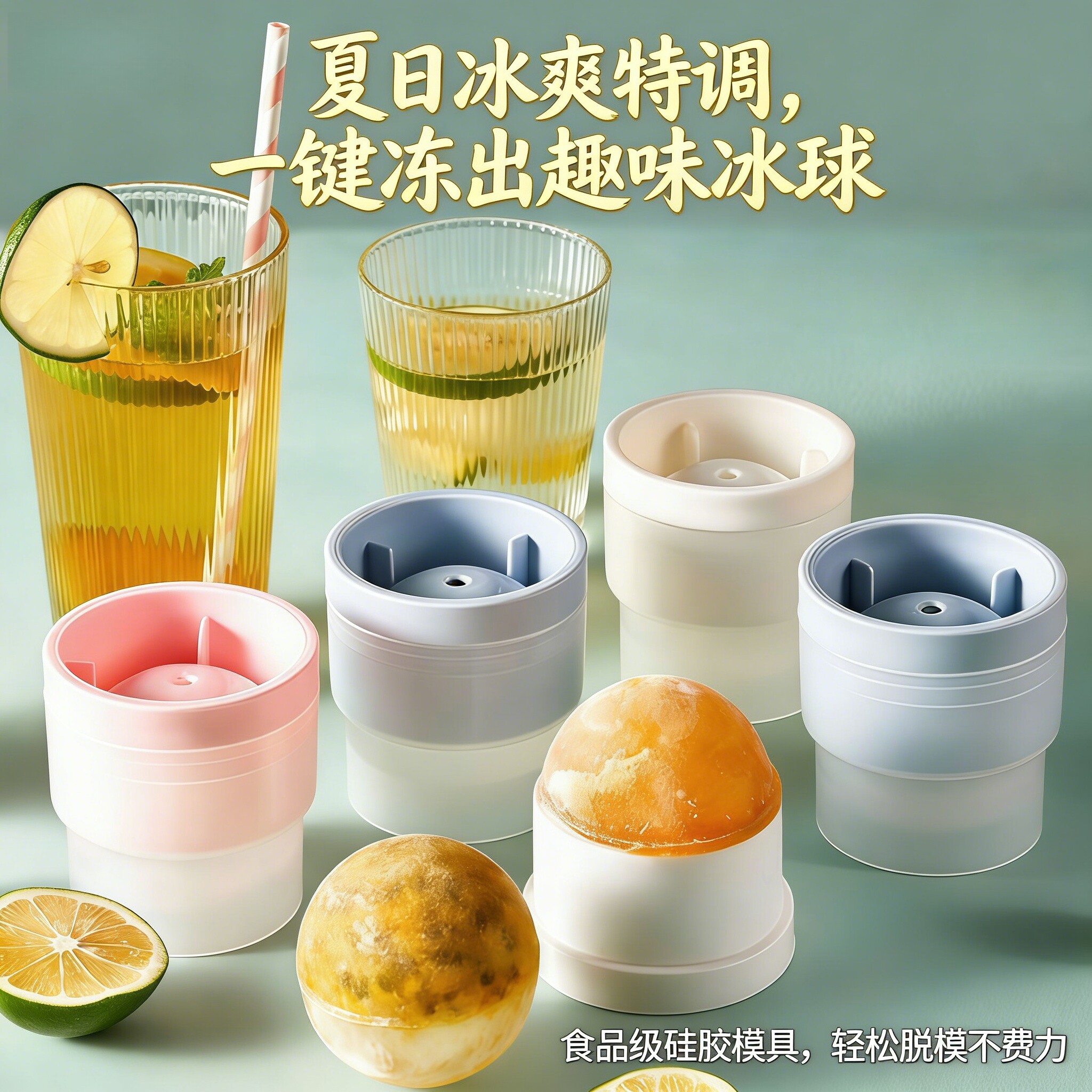 冰球模具家用硅胶易脱模威士忌圆形冰块制冰盒自制冰格神器