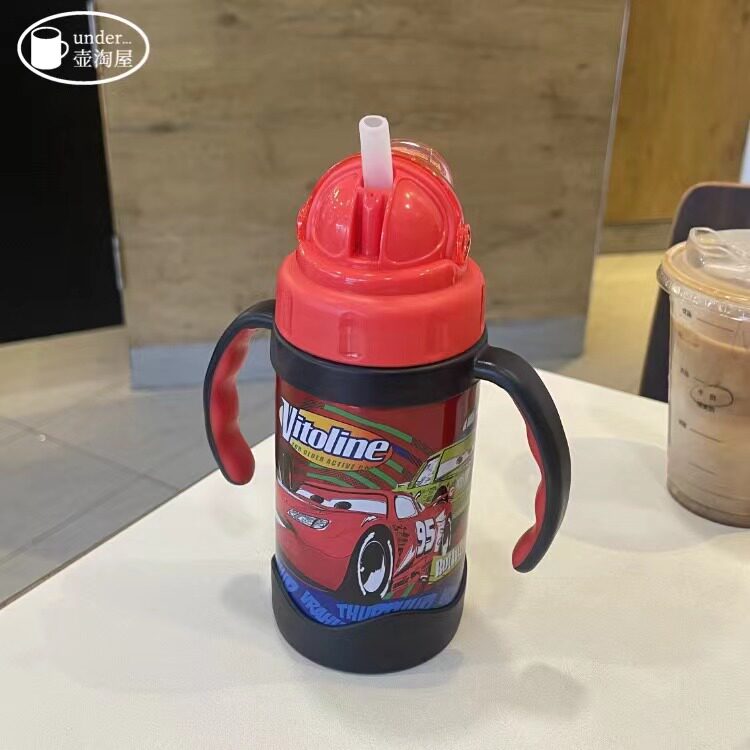 迪士尼 麦昆 汽车 WD-3220儿童保温杯带吸管杯学饮水杯壶防漏手柄