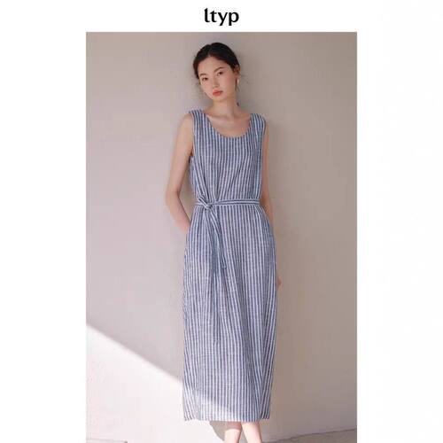原品色织ltyp子女夏条纹茧型收腰