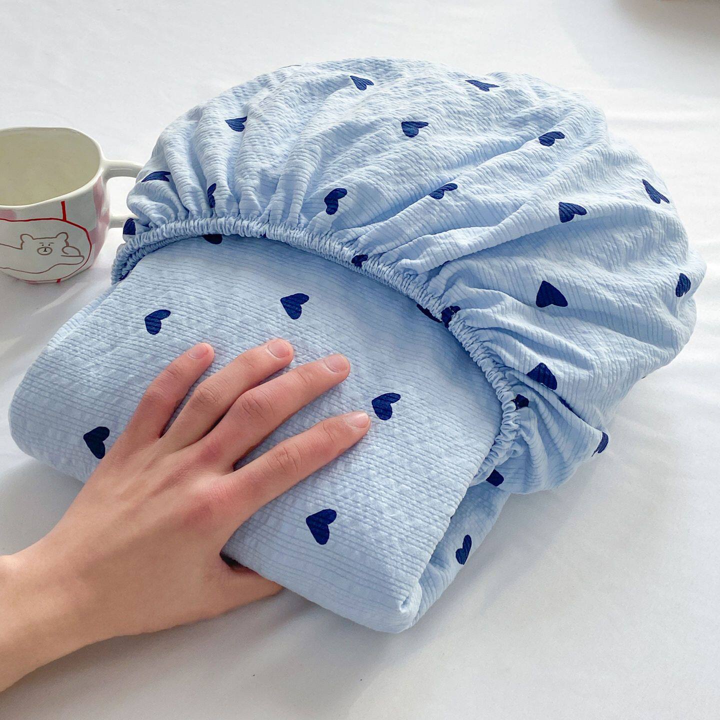 简约爱心泡芙纱床笠单件席梦思床垫保护套罩宿舍防滑床单人三件套