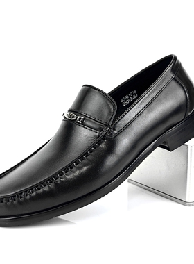 沙驰男鞋英伦简约正装商务皮鞋真皮软底单鞋一脚蹬舒适轻便爸爸鞋