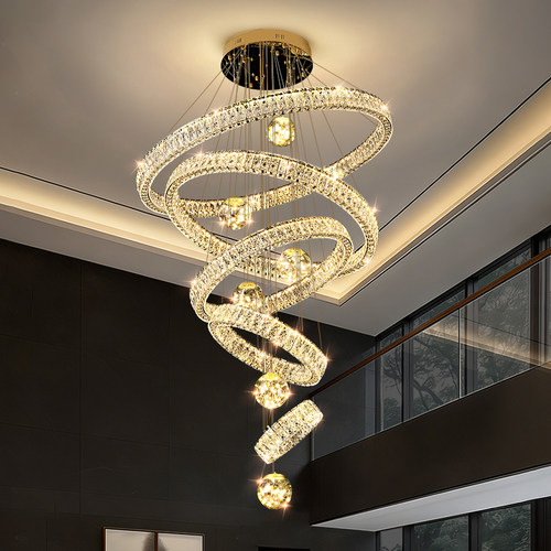 复式楼别墅大吊灯轻奢挑空水晶灯