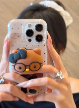 波点KT猫裙子适用苹果17promax手机壳白色IMD16/15卡通14女13简约11pro防摔X/XR趣味7/8plus情侣6plus大孔