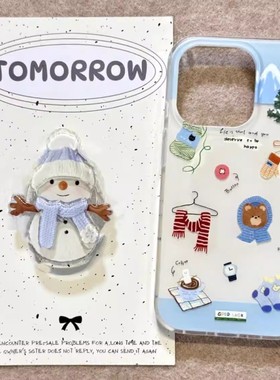 冬季限定雪人适用苹果17promax手机壳白色IMD16/15卡通14女13简约11pro防摔X/XR支架7/8plus情侣6plus大孔