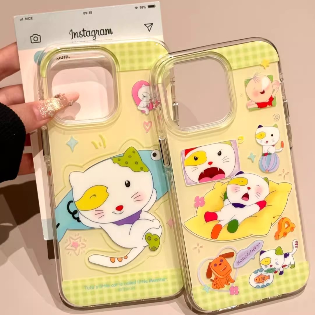大耳朵图图小怪猫咪白色IMD壳