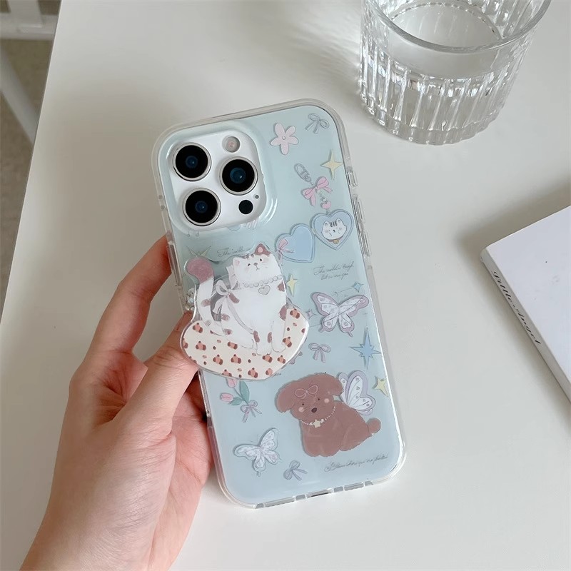 蓝色猫咪小狗蝴蝶白色IMD苹果壳